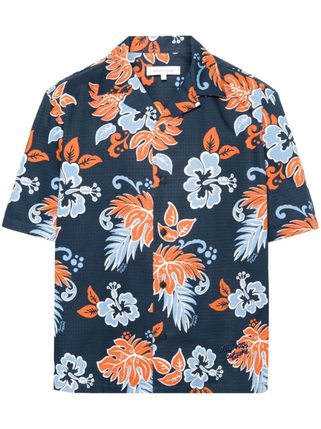 

Рубашка с цветочным принтом Maison Kitsuné, синий