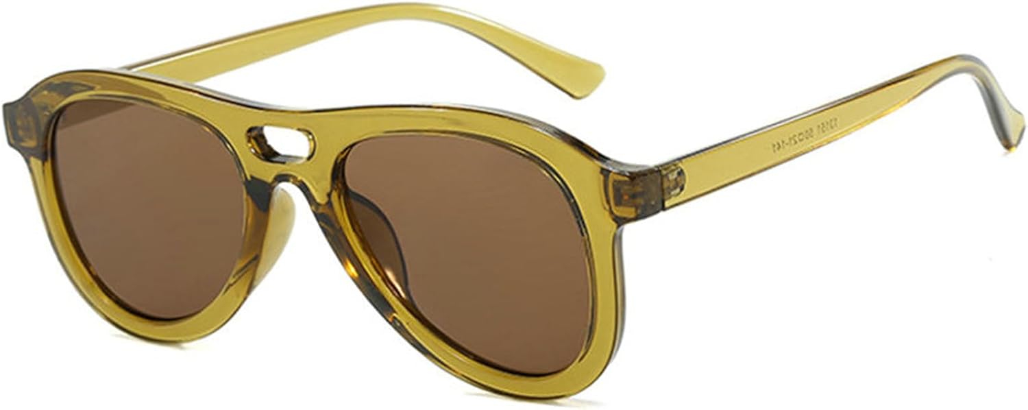 

Солнцезащитные очки Willochra Retro Oversized Pilot для женщин и мужчин, с двойной перемычкой, овальной формы, в стиле 70-х, черные, с защитой от УФ-излучения UV400, C5