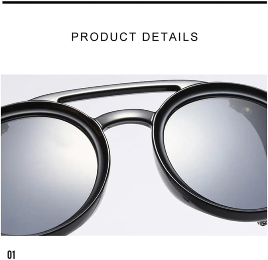 

Круглые кожаные солнцезащитные очки для женщин в стиле стимпанк с заклепками, солнцезащитные очки для мужчин и женщин с защитой от УФ-излучения UV400 VFDHN, C4