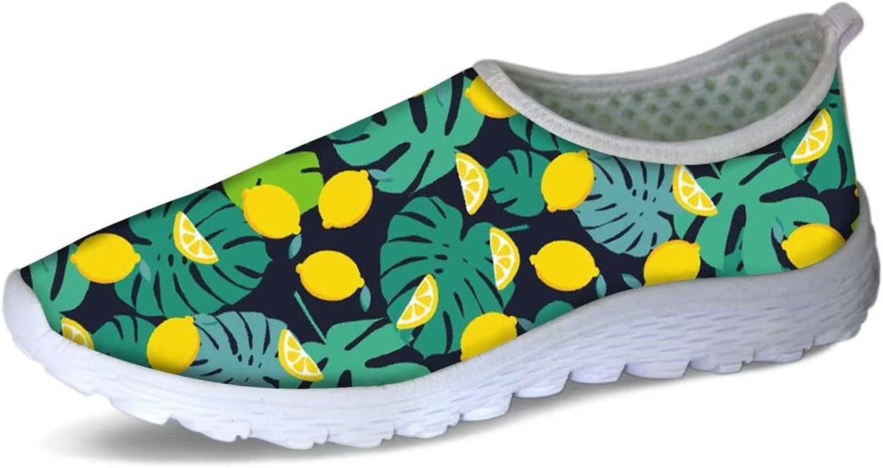

Мужские кроссовки Forchrinse Green Palm Leaves, легкие, без шнурков, дышащие, для работы, спортзала и путешествий, Lemon