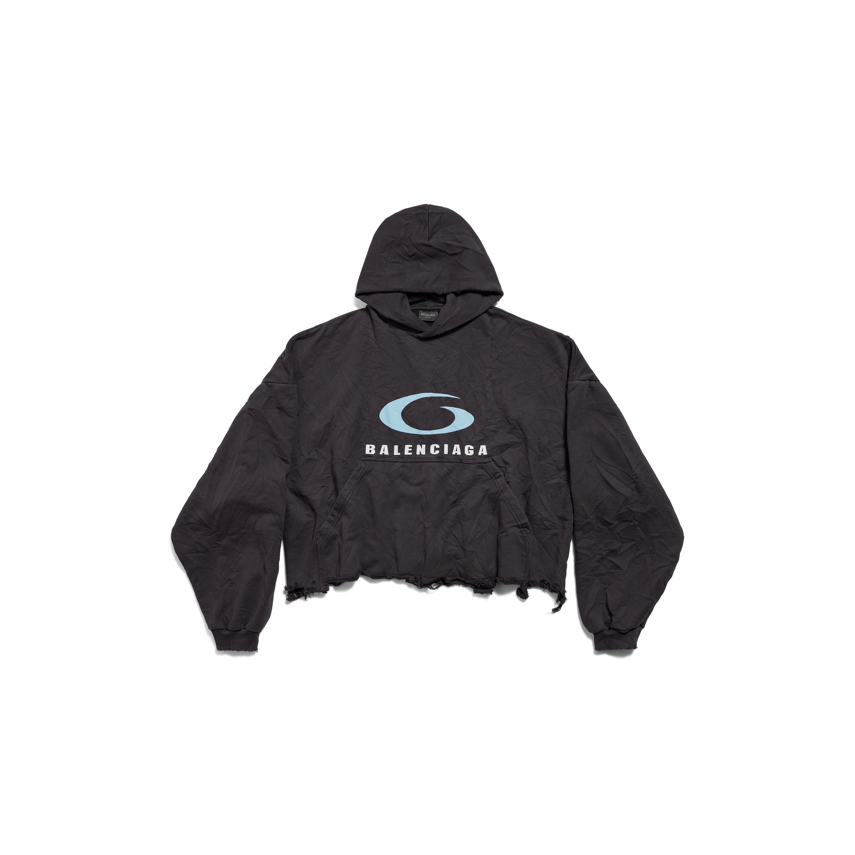 

Укороченная толстовка с капюшоном Loop Sports Icon BALENCIAGA, черный