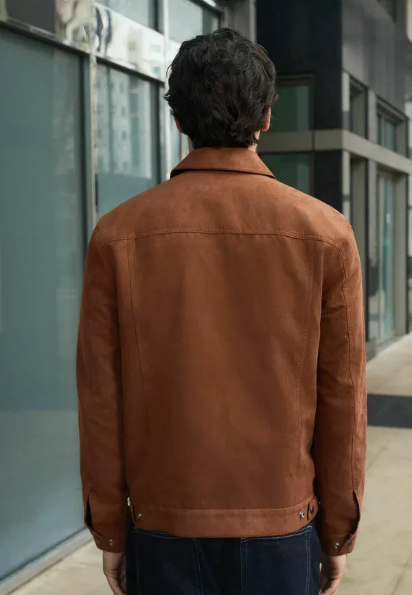 Куртка Regular fit western zip through faux leather jacket Next, цвет коричневый — фото 2