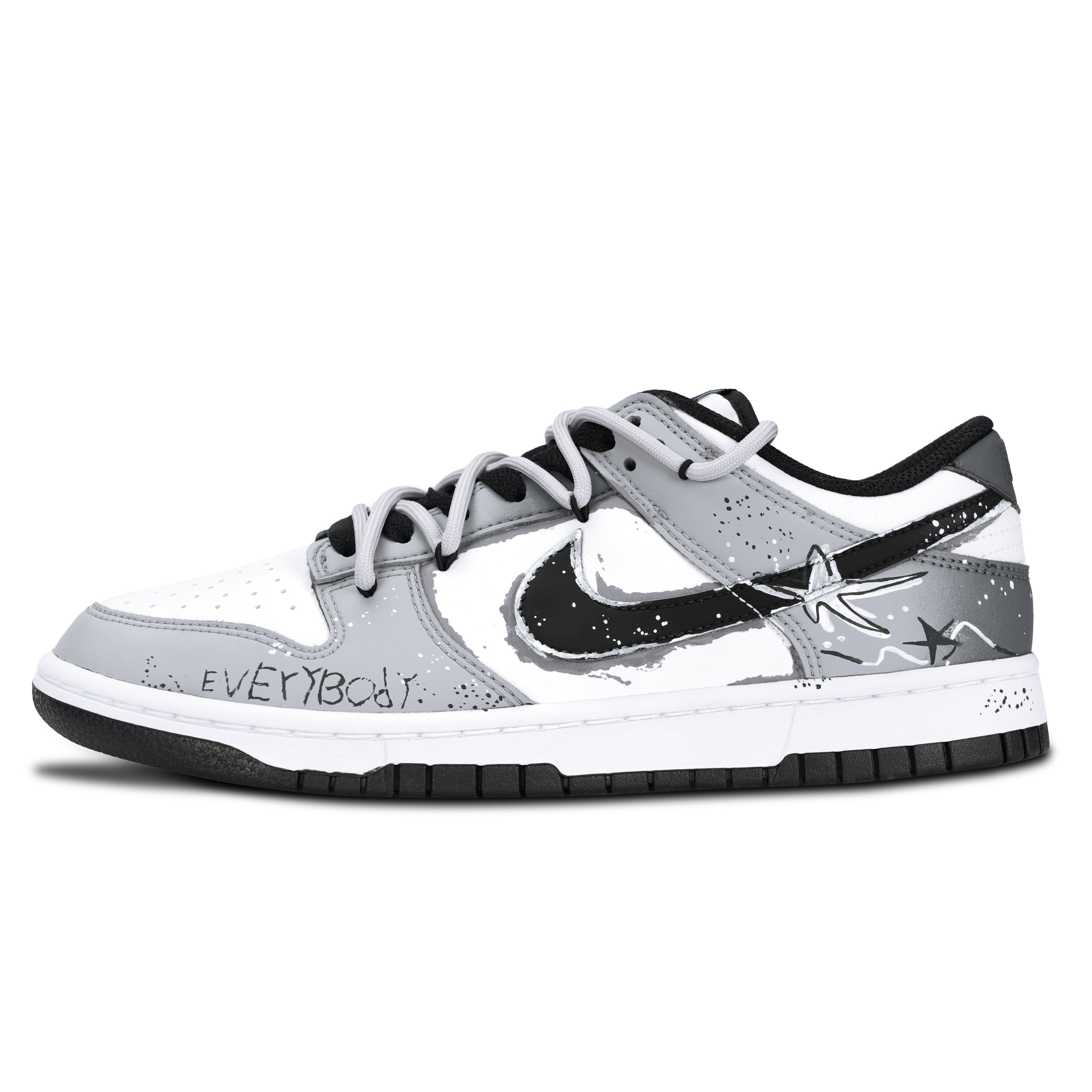 

Nike Dunk Black White, Flying Star устойчивые к истиранию и скольжению низкие кроссовки для скейтбординга Unisex Gray