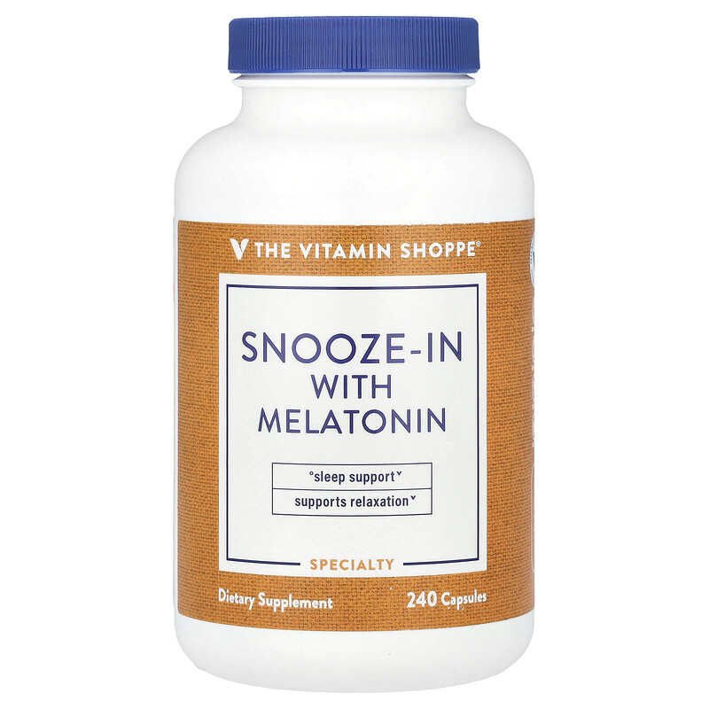 

The Vitamin Shoppe, Snooze-In с мелатонином, 240 капсул