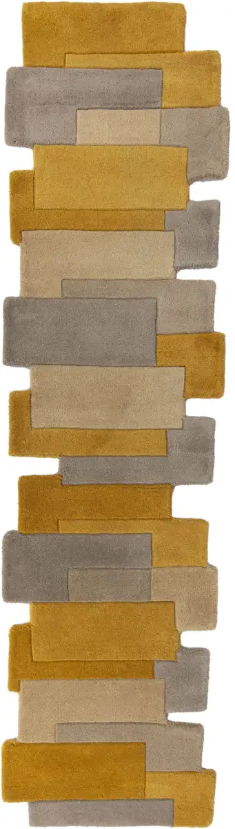 

FLAIR RUGS дорожка "Abstract Collage", прямоугольная, 100% шерсть, клетчатый дизайн, пэчворк, современный, разноцветный, ковровая дорожка 60х230 см, охра