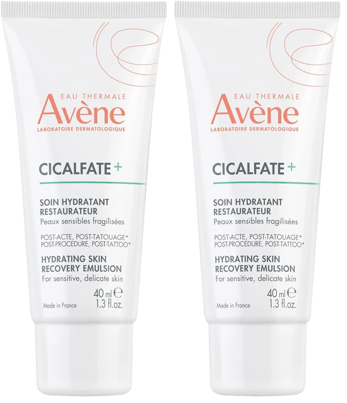 Увлажняющая восстанавливающая эмульсия для кожи Avène Cicalfate+ после процедур и татуировок, помогает восстановить кожный барьер, 24-часовое увлажнение, 373 мл (упаковка из 2 шт.) 38,4 мл (2 шт.)