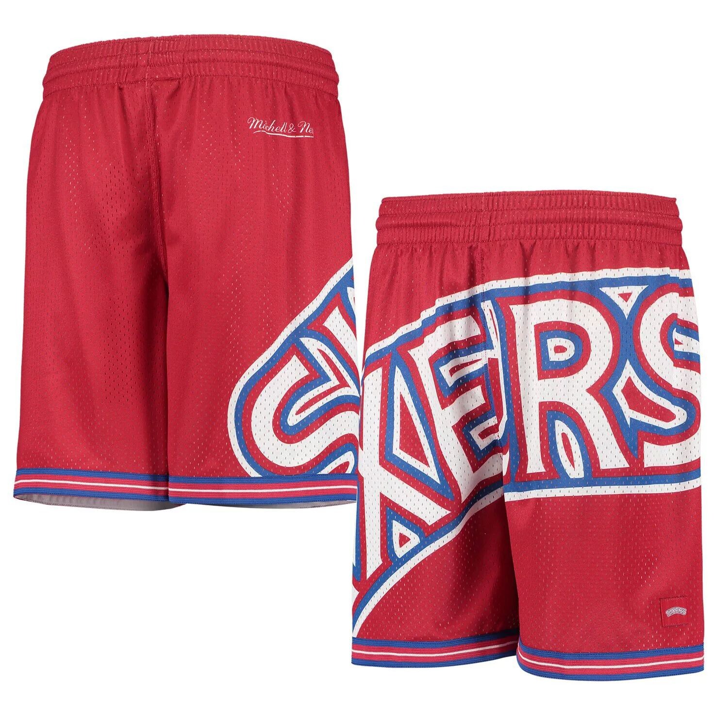Молодежные красные шорты из сетки Philadelphia 76ers из твердой древесины с возвратом в прошлое Unbranded — фото 3