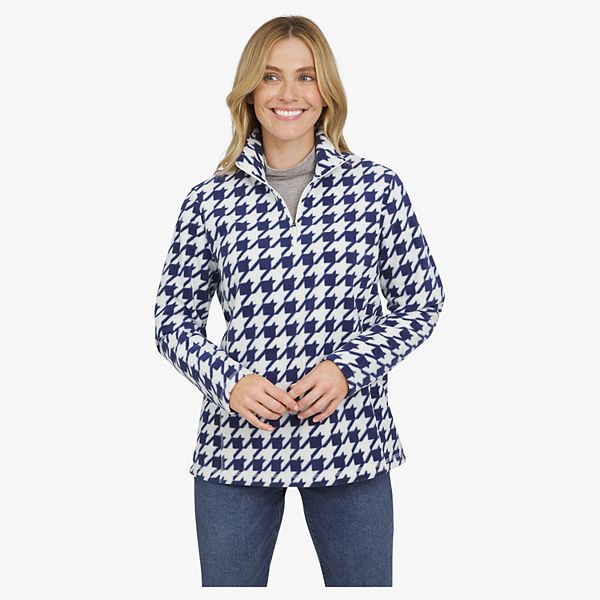

Женская флисовая толстовка с молнией на четверть Lands' End, Houndstooth