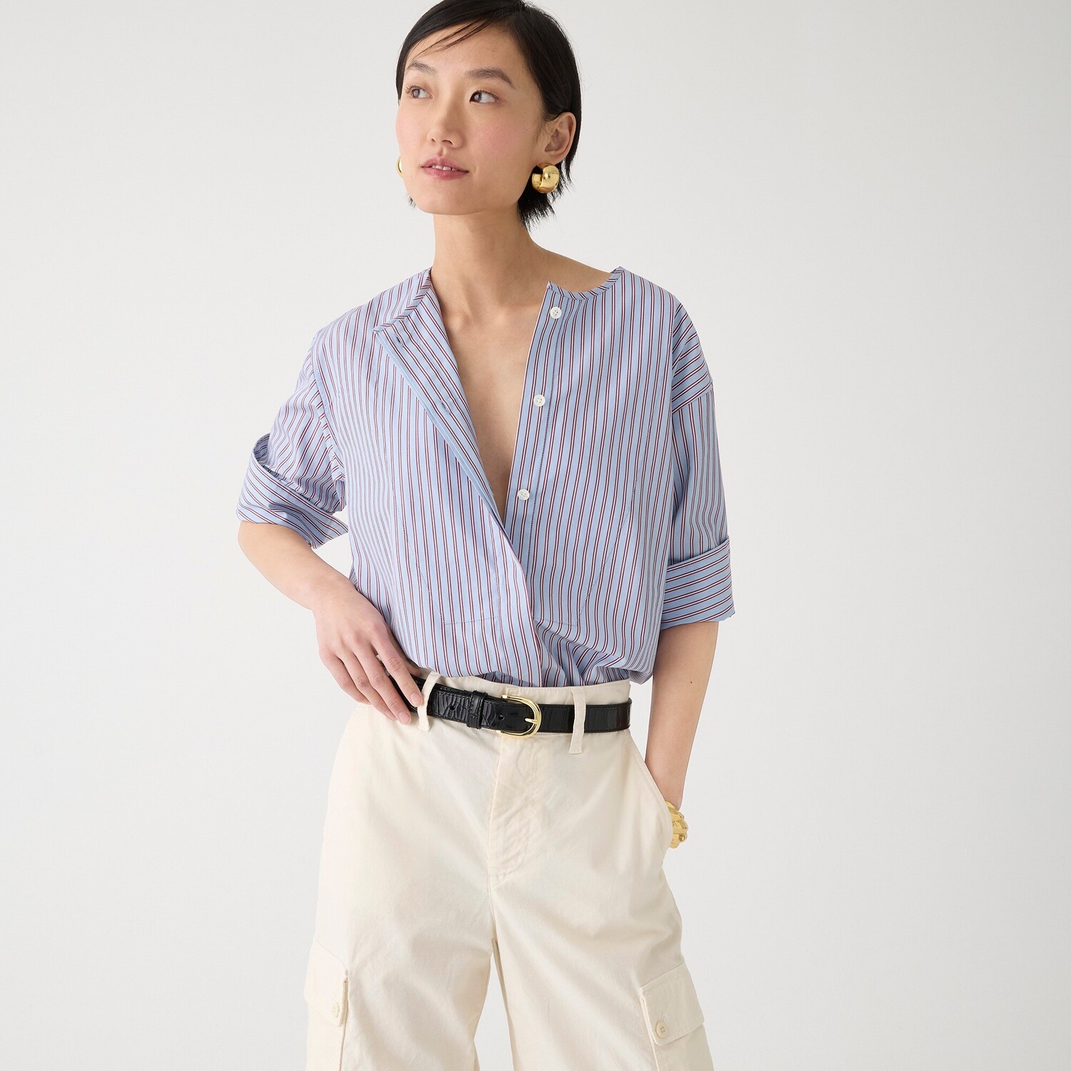 

Томас Мейсон для рубашки с нагрудником и пуговицами J.Crew, синий