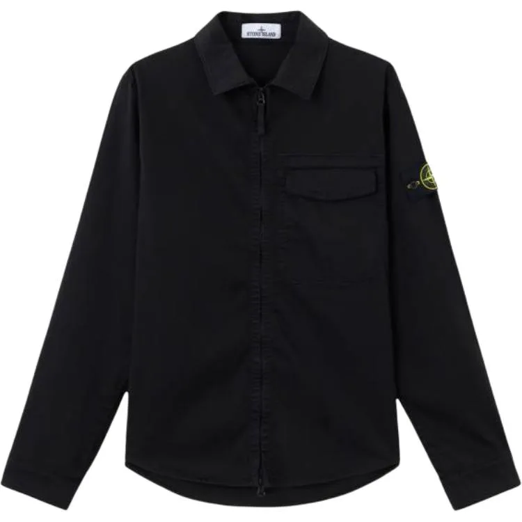 Рубашка с карманом на молнии STONE ISLAND, черный