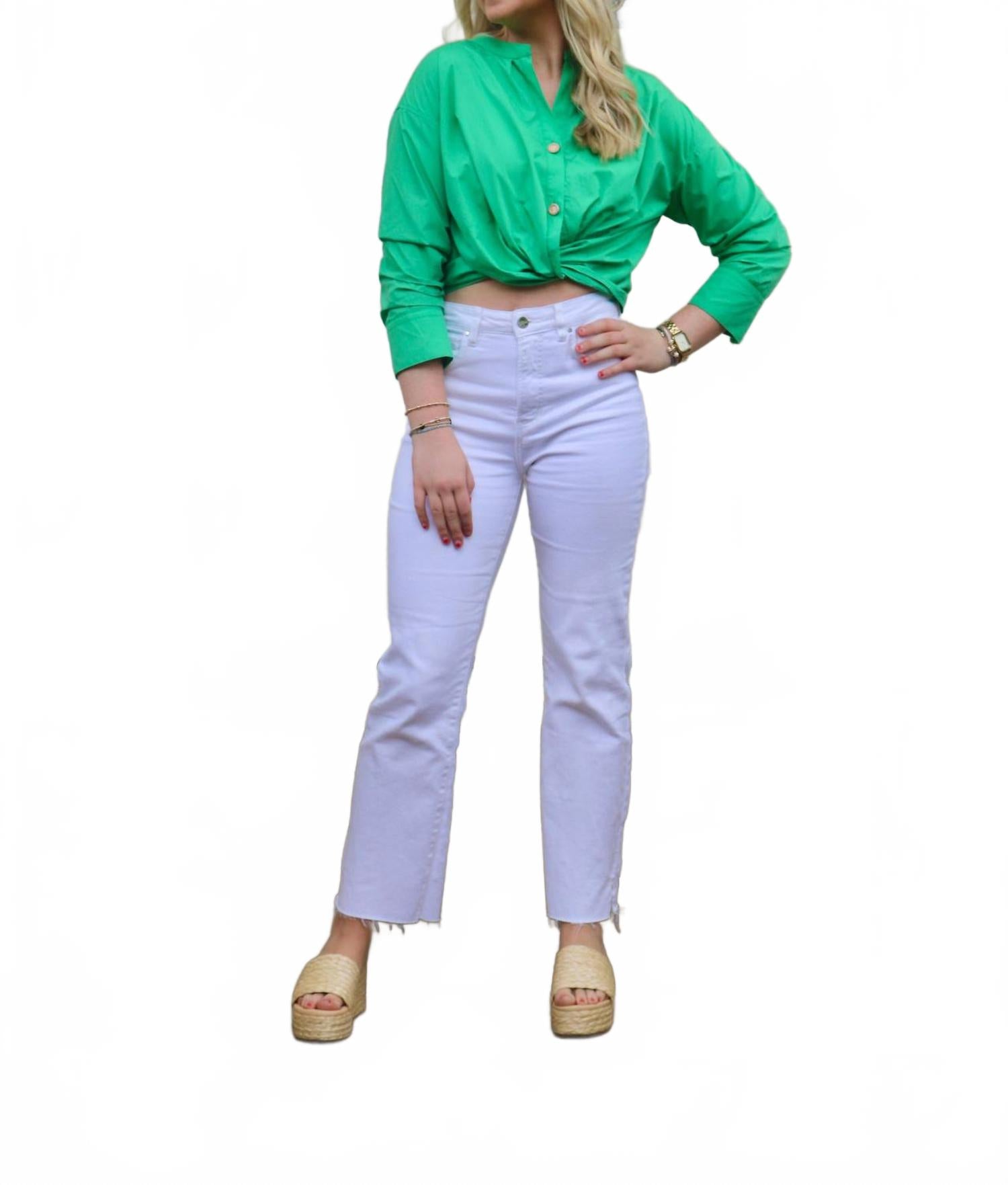 

Уайтни высокие прямые джинсы в белом цвете RISEN