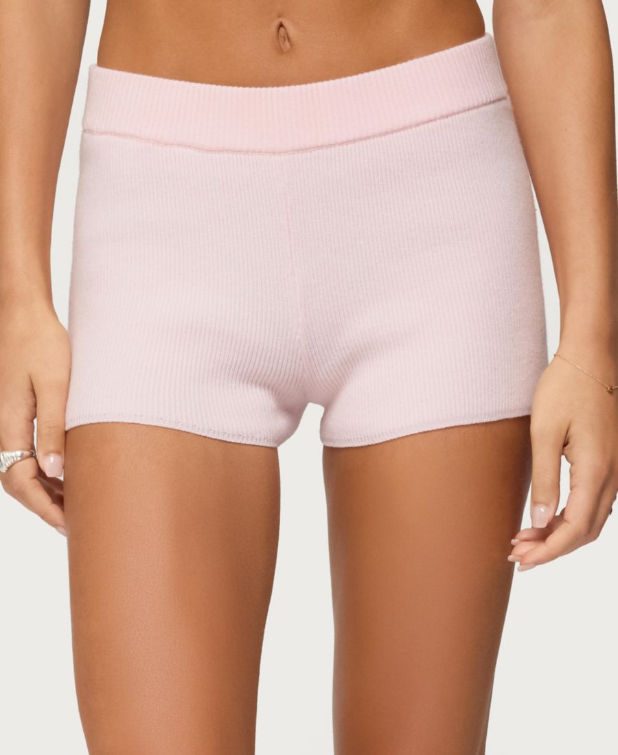 

Женские ребристые трикотажные шорты Lorie Edikted, Light-pink