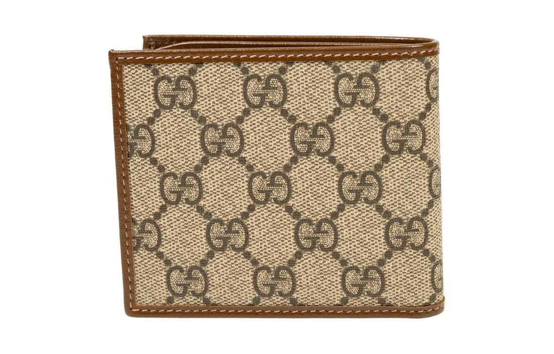 GUCCI Кожаный бумажник на холсте мужской Ebony/Brown — фото 4