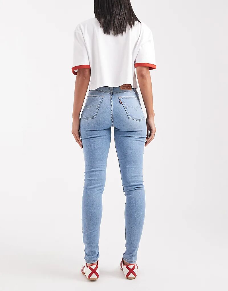 Джинсы-скинни Levi's 721 с высокой посадкой светло-голубого цвета — фото 2