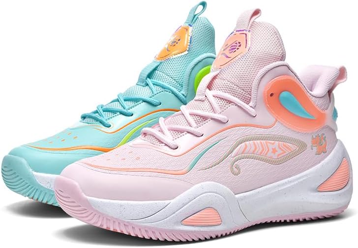 

Баскетбольные кроссовки унисекс для женщин и мужчин, высокие, с противоскользящей и износостойкой подошвой, для занятий спортом на открытом воздухе, волейболом, фитнесом и амортизацией Generic, розовый