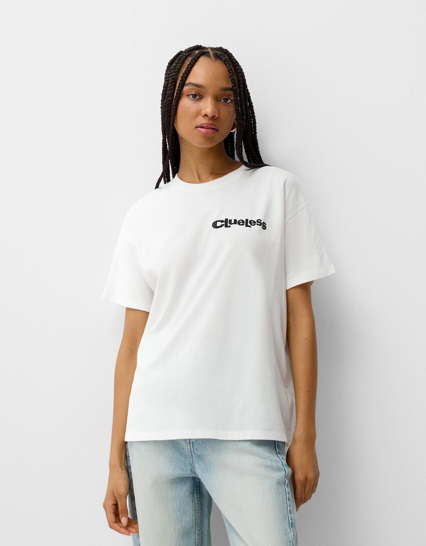 

Футболка с коротким рукавом clueless Bershka, белый