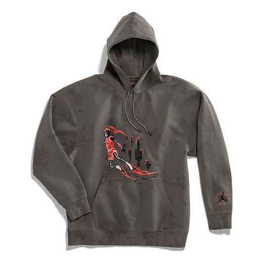 

Толстовка x cactus jack by travis scott washed suede hoodie 'iron grey' Air Jordan, серый