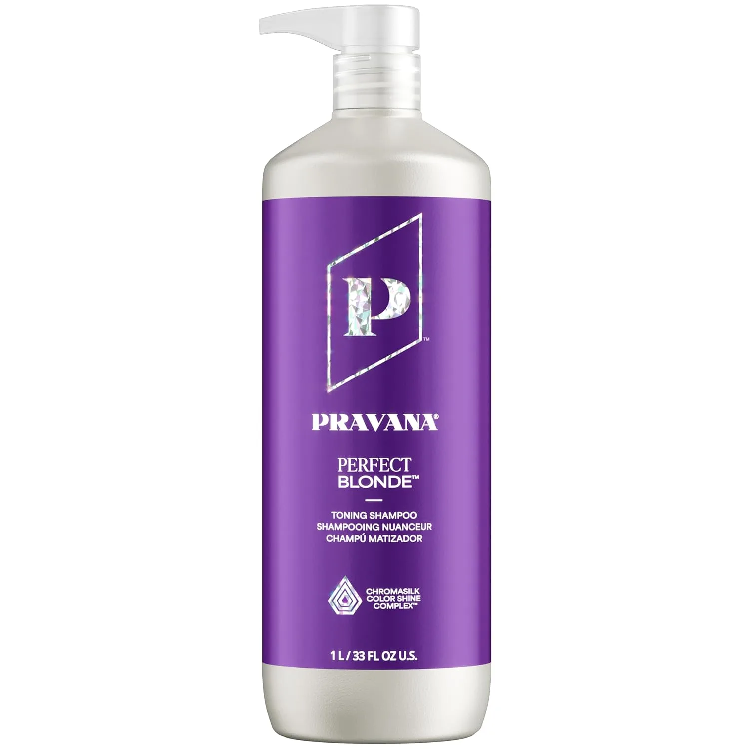 Pravana The Perfect Blonde Purple Toning Shampoo, нейтрализует медные и желтые оттенки, для окрашенных волос, Chromasilk для блеска и защиты, веганский, без парабенов и сульфатов, yellow
