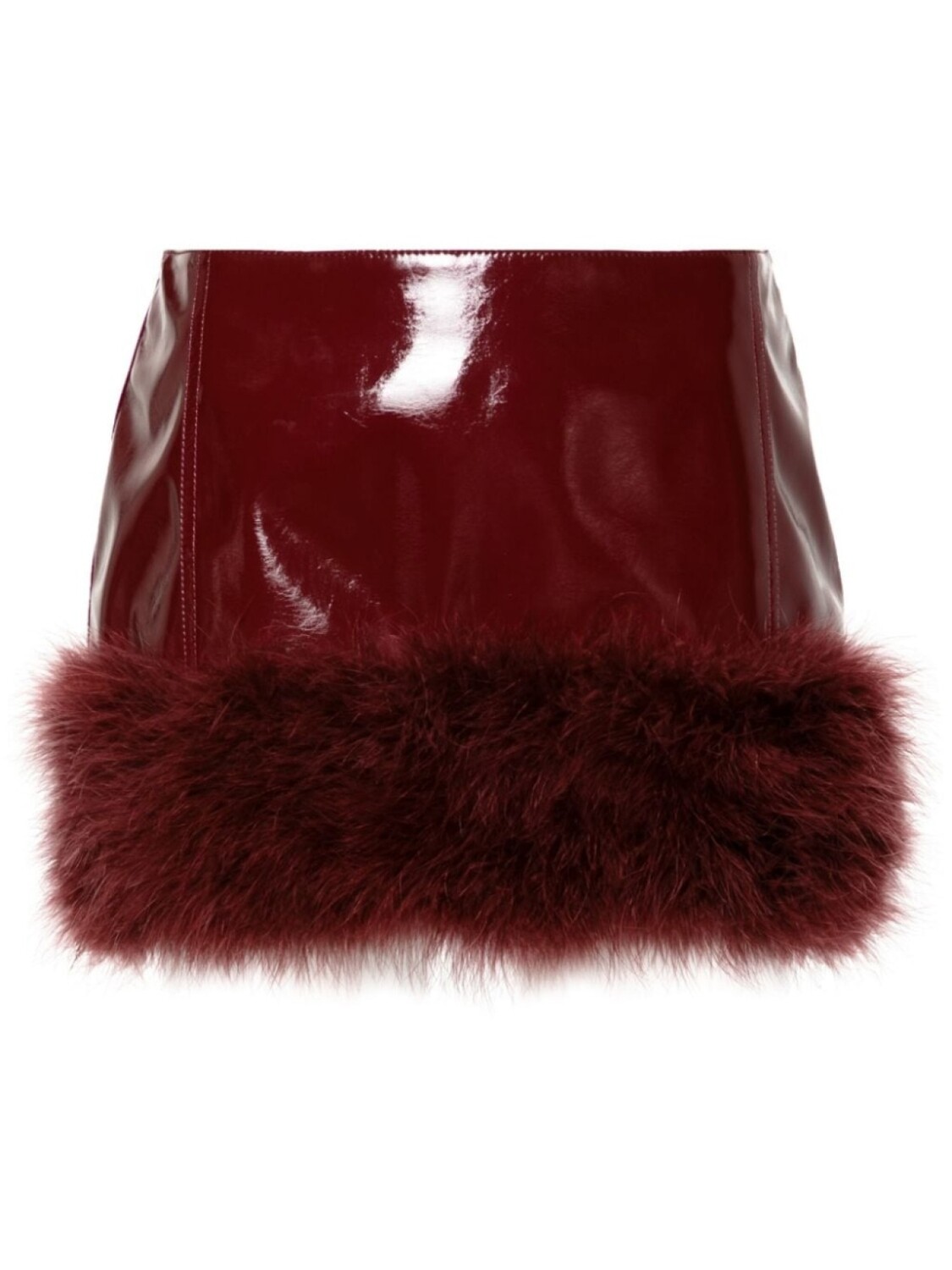 

Blumarine мини-юбка из лакированной ткани с аппликацией из перьев, красный
