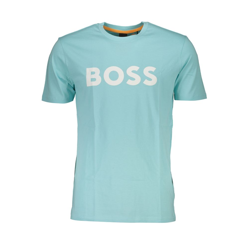 

Футболка мужская из хлопка светло-синего цвета Hugo Boss