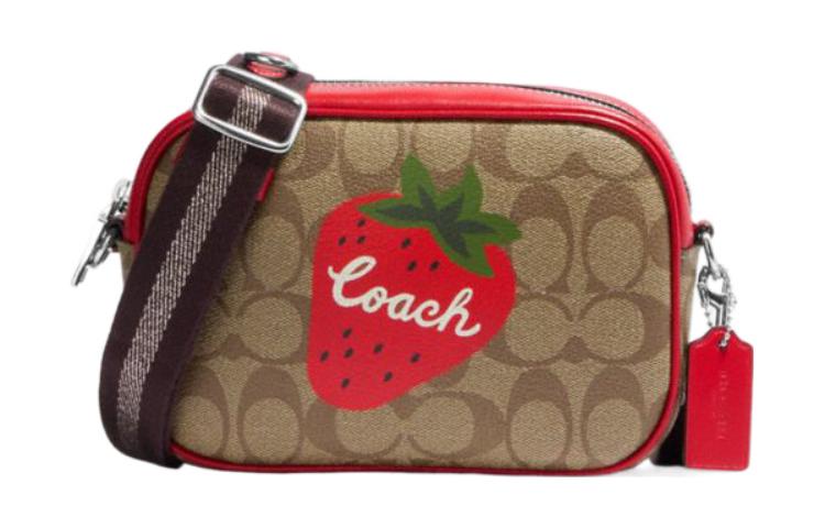 

COACH Кожаная сумка через плечо мини для фотоаппарата женская красно-коричневая