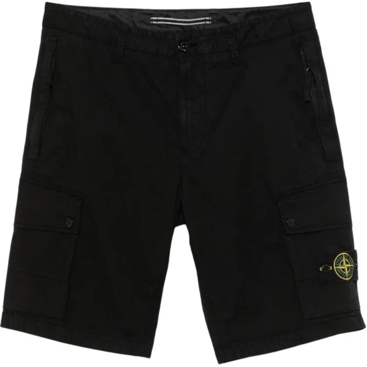 Шорты карго из супима-хлопка STONE ISLAND, Black