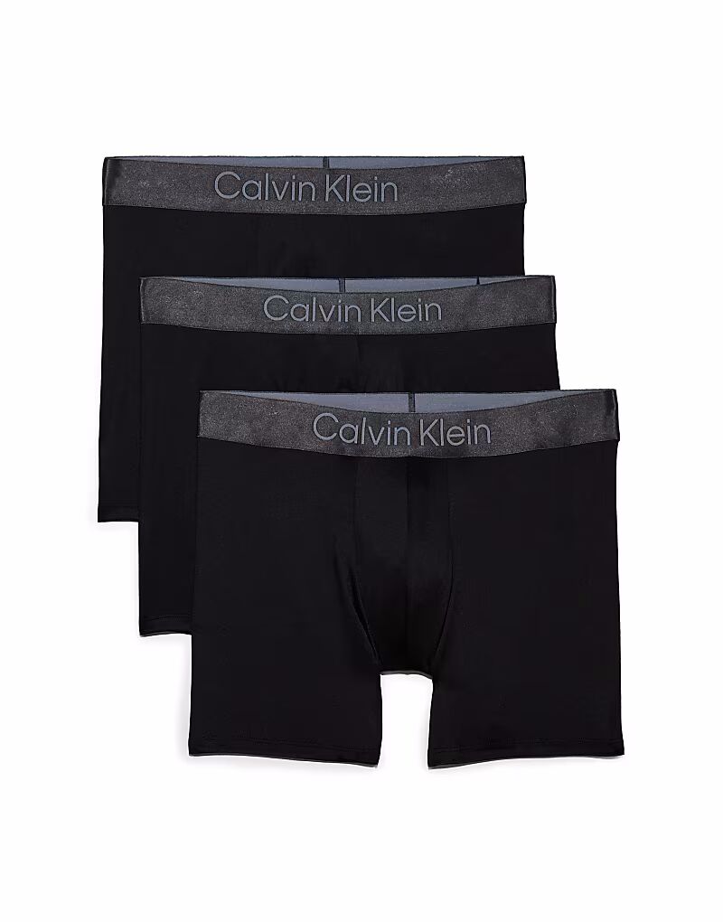 

Комплект из 3 трусов-боксеров Micro Stretch черного цвета с металлическим поясом Calvin Klein