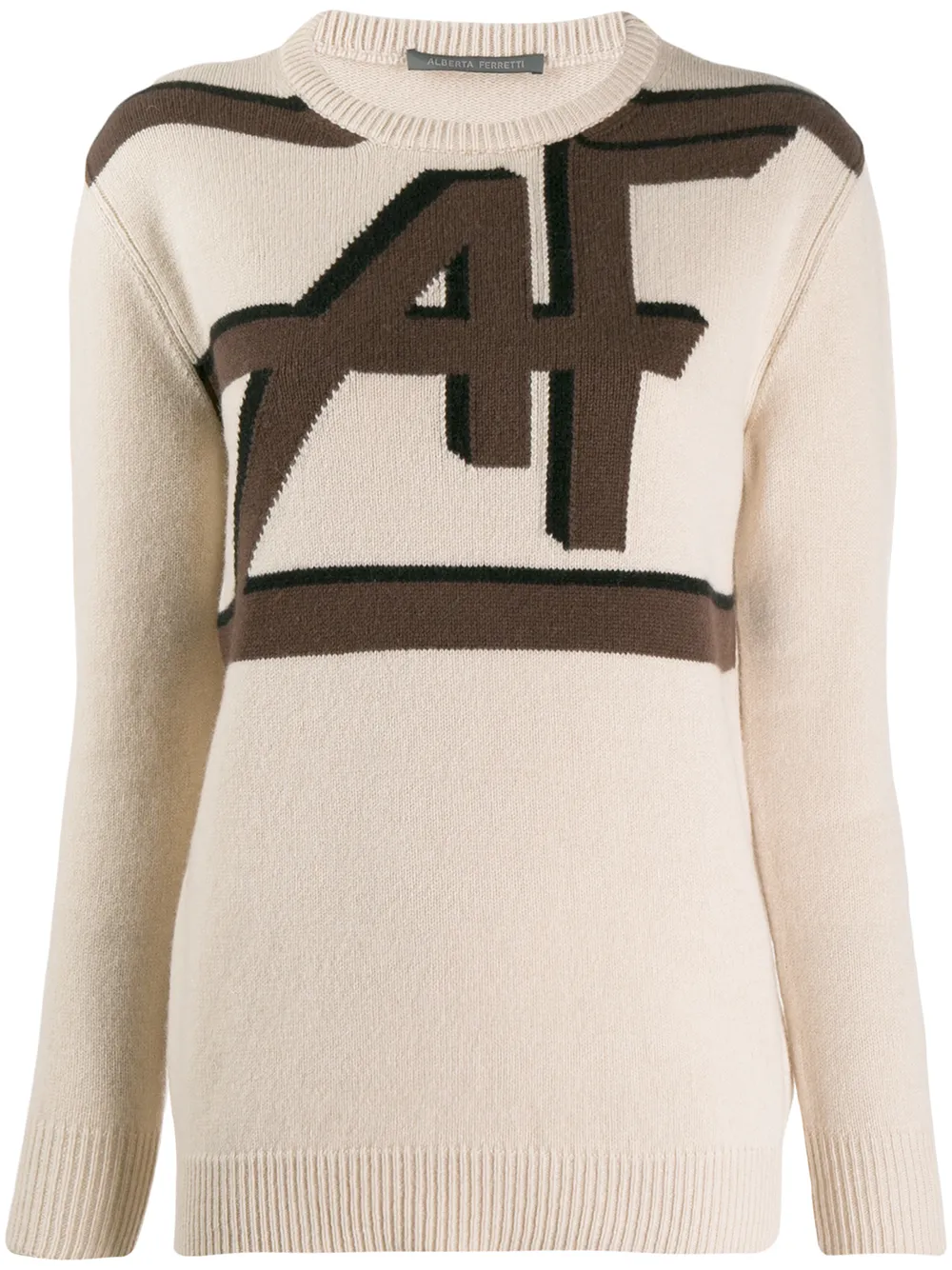 

Джемпер вязки интарсия Alberta Ferretti, нейтральный