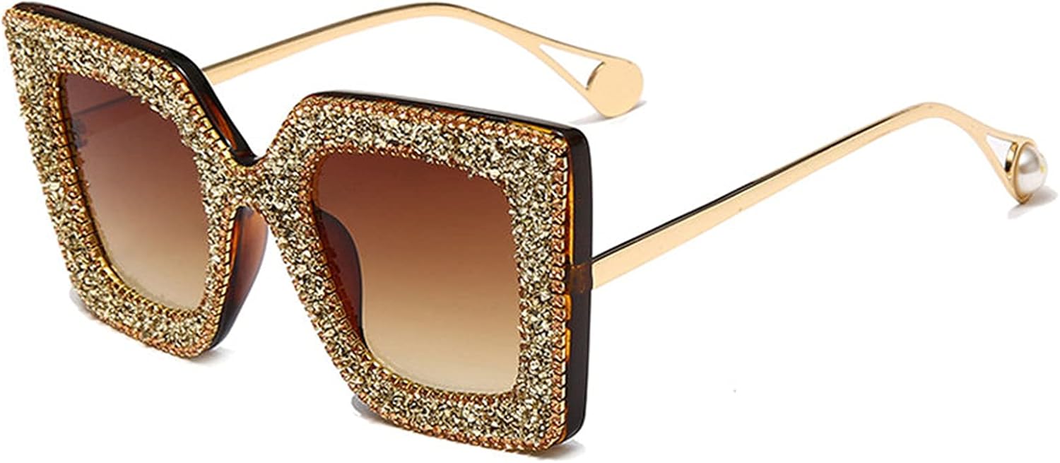 

willochra Милые сверкающие хрустальные солнцезащитные очки для женщин, квадратные солнцезащитные очки со стразами, блестящие бриллиантовые солнцезащитные очки для вечеринки, Leopard Brown