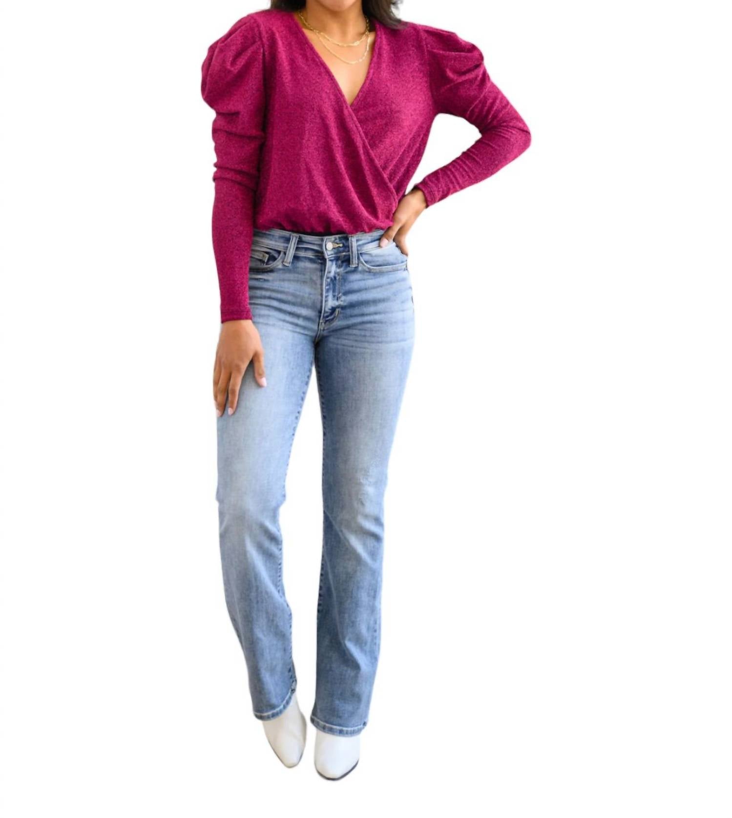 

Боди Take Me Out Faux Wrap в пурпурном цвете White Birch