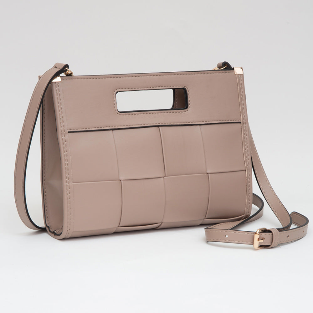 

Искусственная кожа Плетеная сумка через плечо FASHNZFAB, Taupe