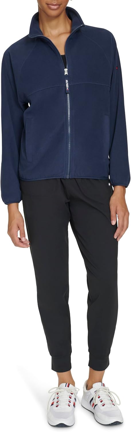 

Женская флисовая куртка Tommy Hilfiger с воротником-стойкой и застежкой-молнией, Navy