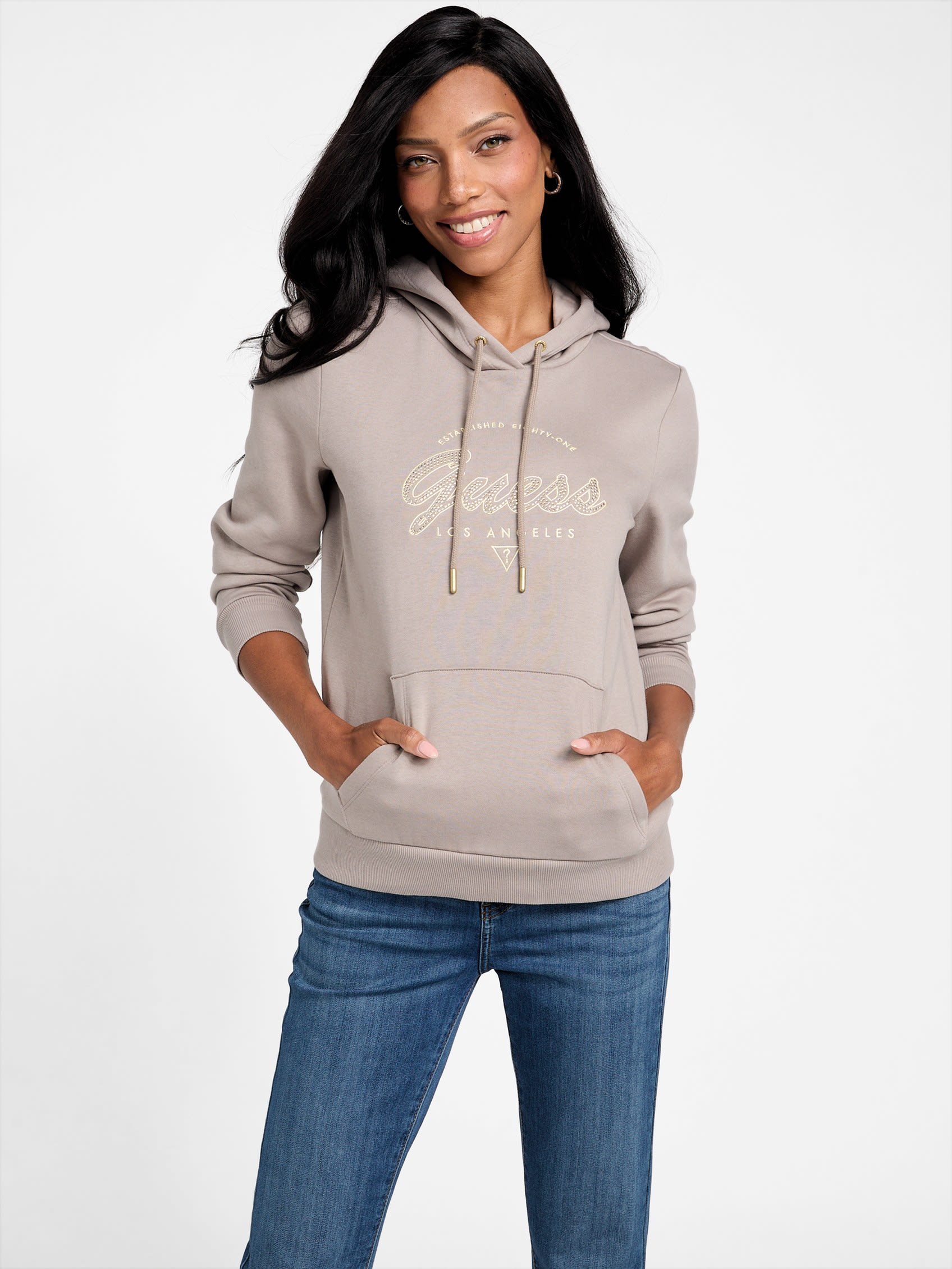 

Худи с логотипом Eco Itzel Guess Factory, цвет moondust
