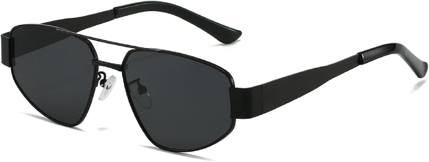 

Ретро металлические солнцезащитные очки «кошачий глаз» с двойной перемычкой для женщин, темно-зеленые, с защитой от УФ-излучения UV400, для мужчин, в стиле панк, N45 mincl, Black