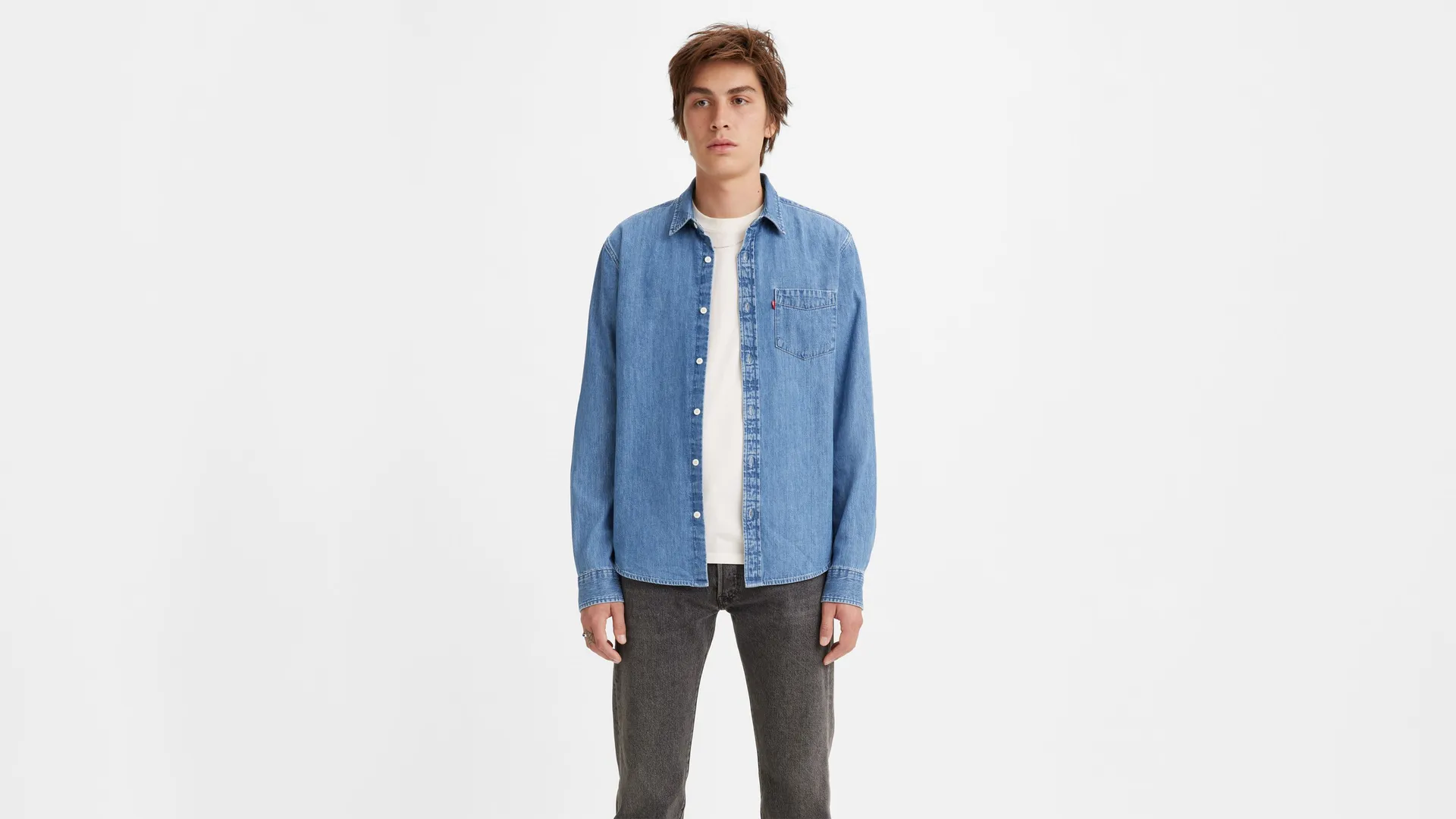 

Классическая рубашка стандартного кроя с одним карманом Levi's, синий