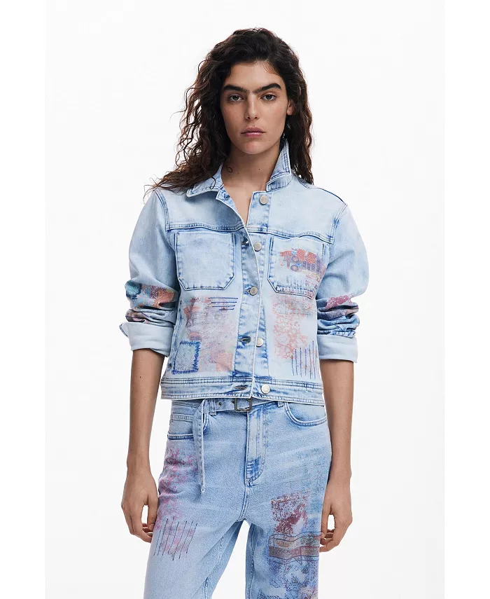 

Женская джинсовая куртка с нашивками Desigual, синий