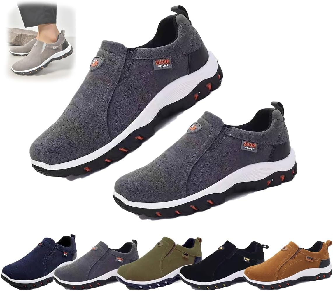 

Мужские водонепроницаемые ортопедические прогулочные кроссовки, походные кеды без шнурков, с поддержкой свода стопы, комфорт на весь день для активного отдыха на природе Generic, серый