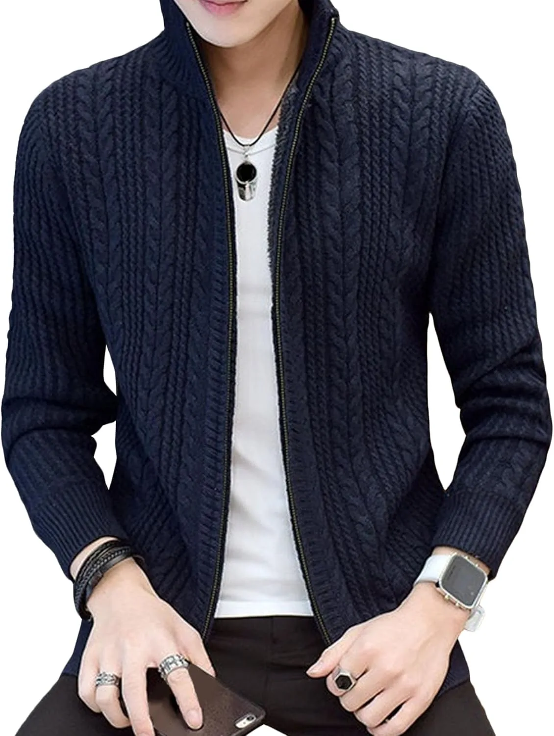 

Мужской свитер Maiyifu-GJ с карманом на молнии