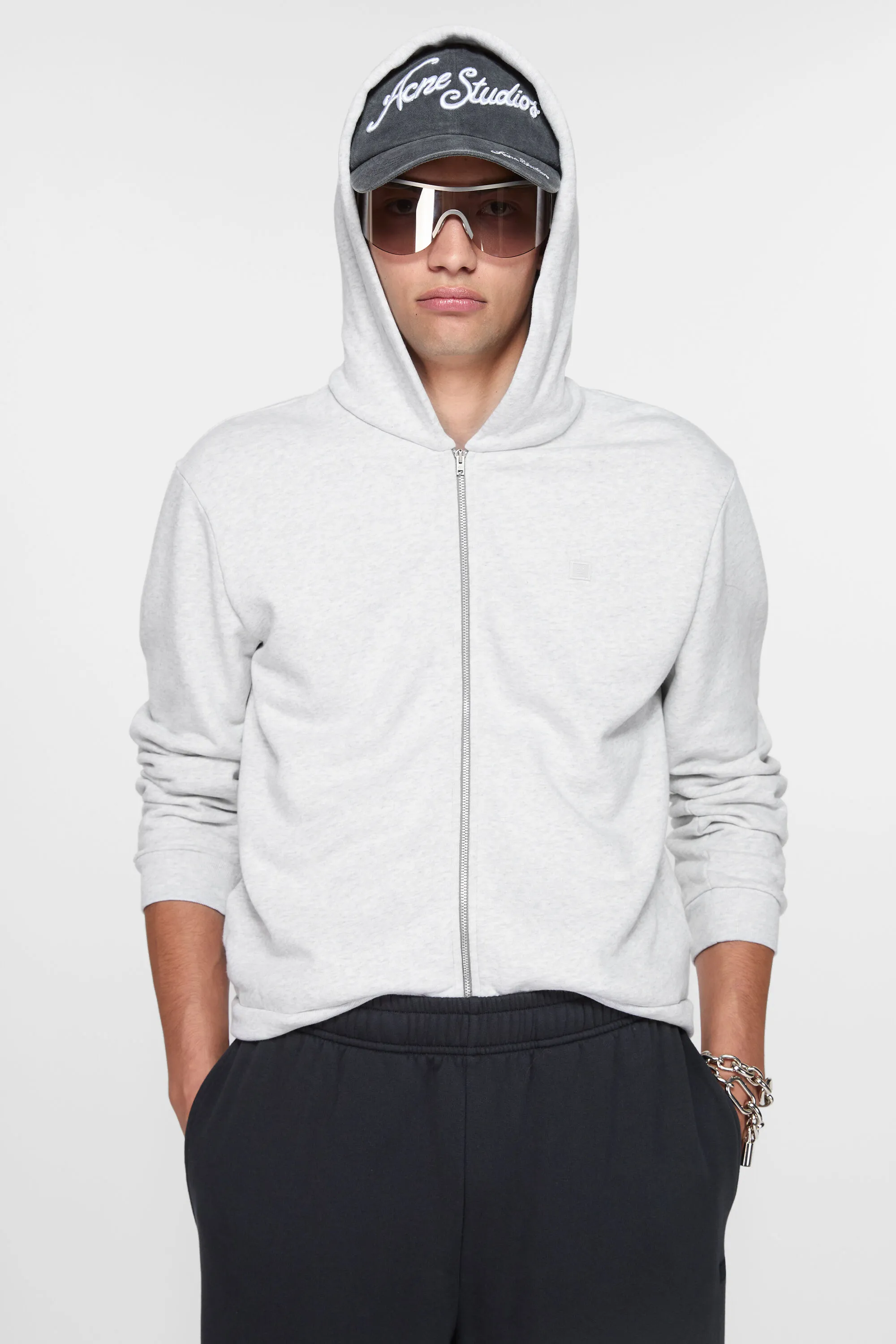 

Свитер на молнии с капюшоном Acne Studios, цвет Pale Grey Melange