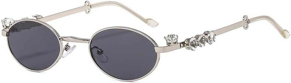 

Модные солнцезащитные очки с бриллиантами для женщин, маленькая оправа, овальная форма, защита от ультрафиолета UV400, винтажные солнцезащитные очки в стиле Y2K KTUCN, 2