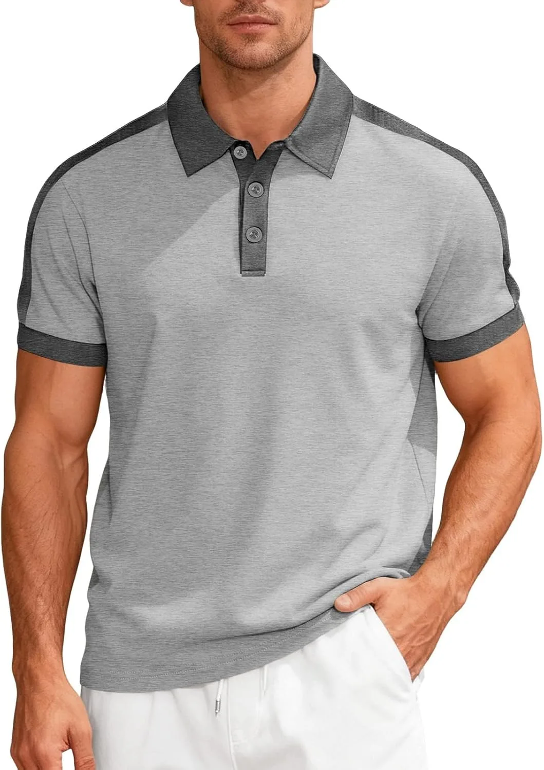 

Мужская поло с цветными блоками, короткий рукав, легкая