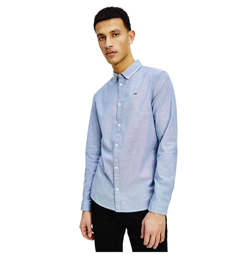 

Рубашка с длинным рукавом Tommy Jeans Slim Stretch Oxford, синий