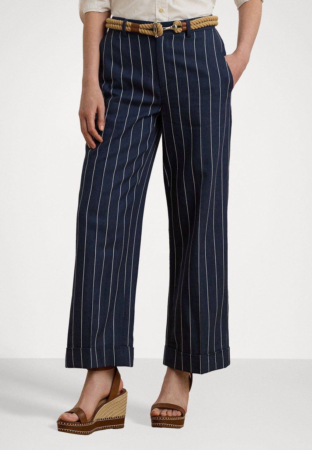 

Брюки Striped Herringbone Cropped Pant Lauren Ralph Lauren, серый