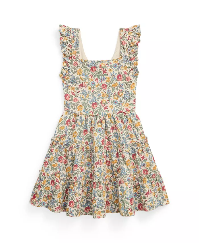 

Платье с рюшами и цветочным принтом для девочек Toddler и Little Girls Polo Ralph Lauren, желтый