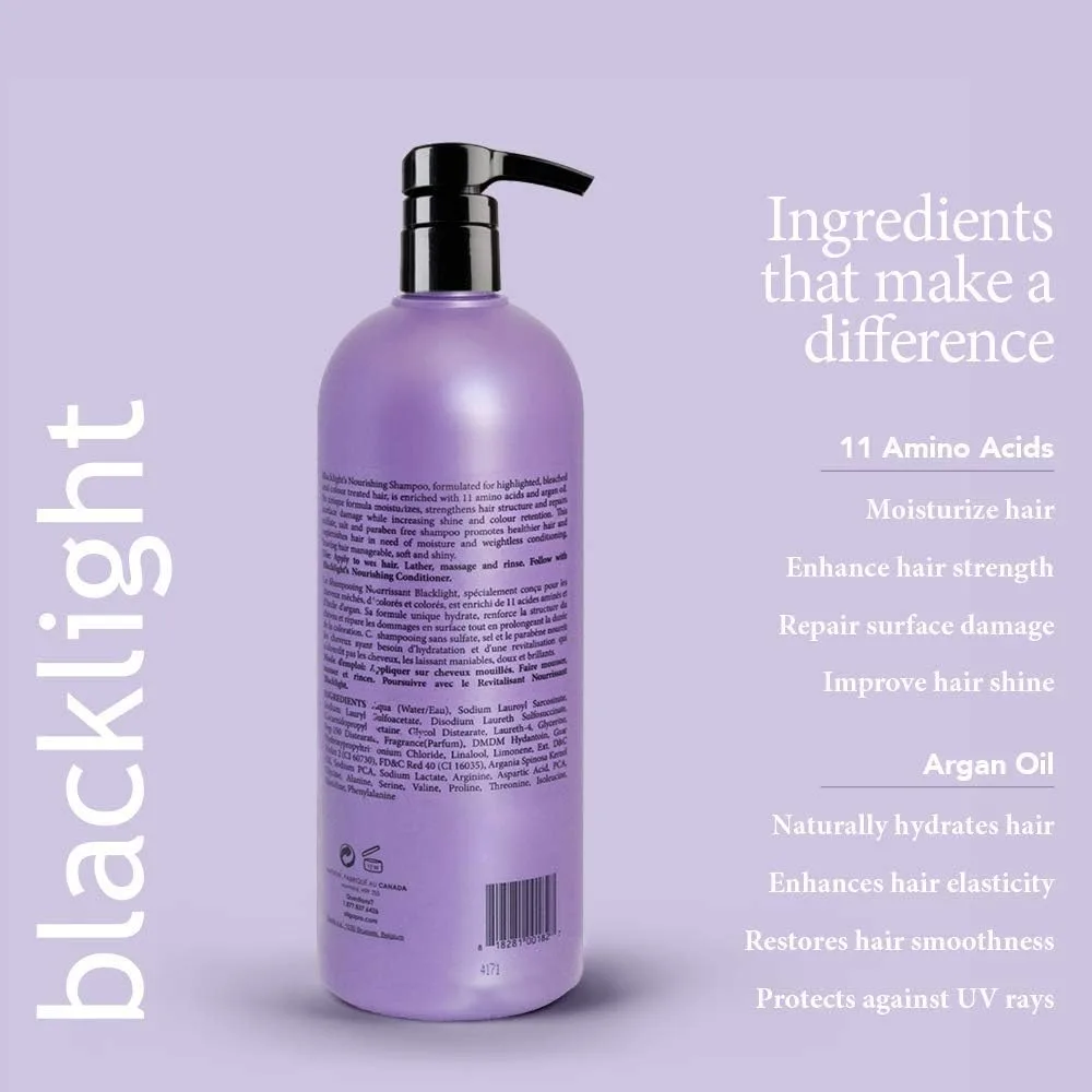 Oligo Professionnel - Питательный шампунь Blacklight - Безсульфатный шампунь для блондинок - Веганский - Для окрашенных волос - Увлажняющая формула с аргановым маслом - 955 мл — фото 4