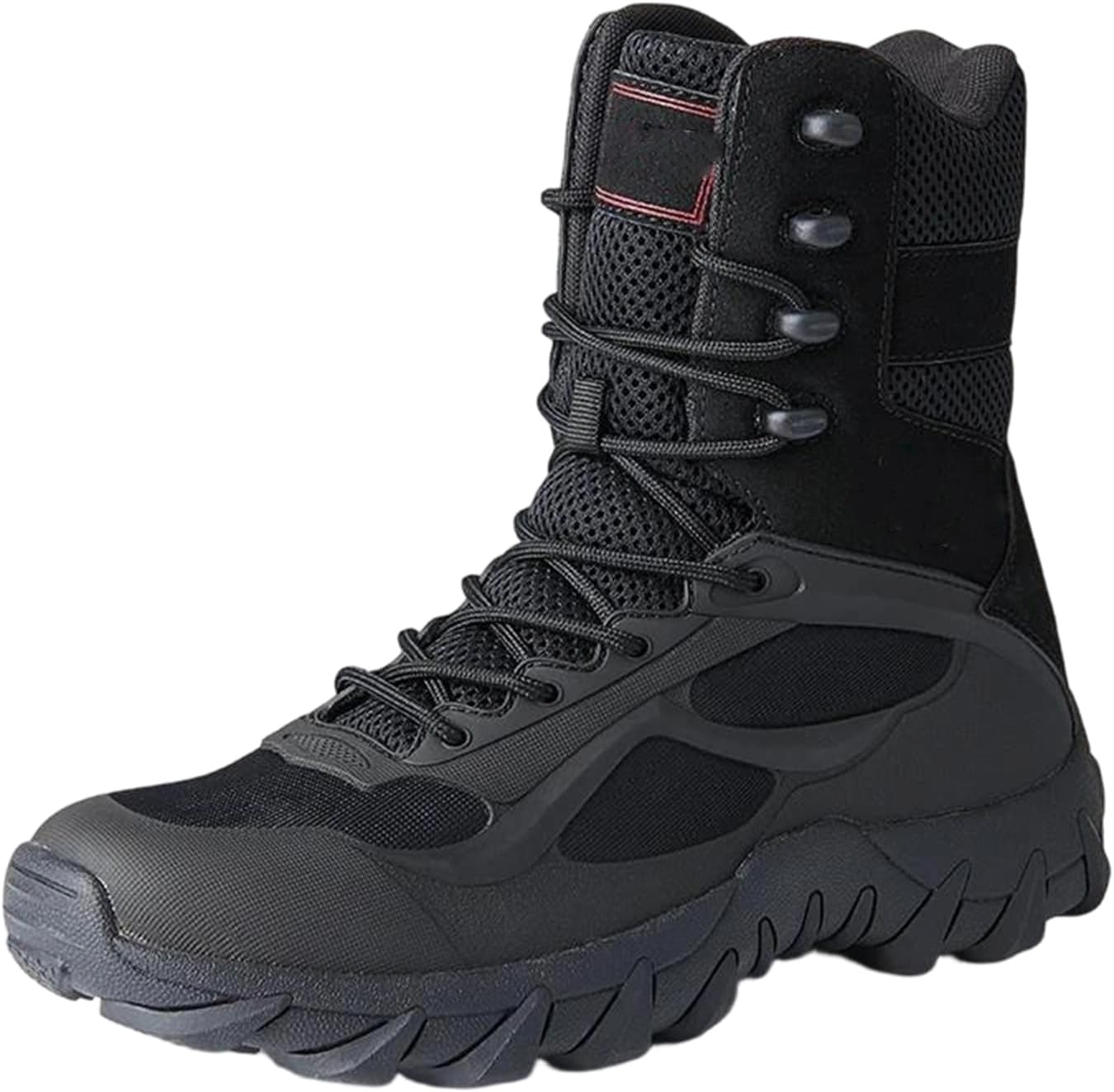 

Мужские тактические ботинки Alloaone из микрофибры и кожи с шнуровкой, высокой голенью, для пустынных боевых условий, для походов на открытом воздухе и работы, черный