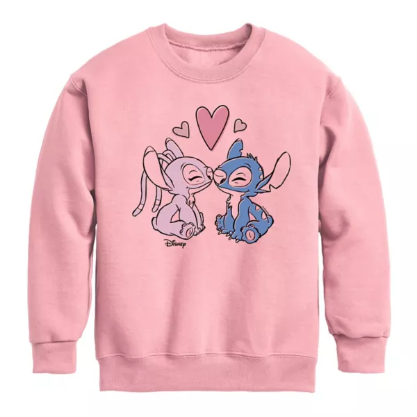 

Свитшот для девочек 7-16 лет Lilo & Stitch с принтом в пастельных тонах и сердечками Disney, цвет mauve