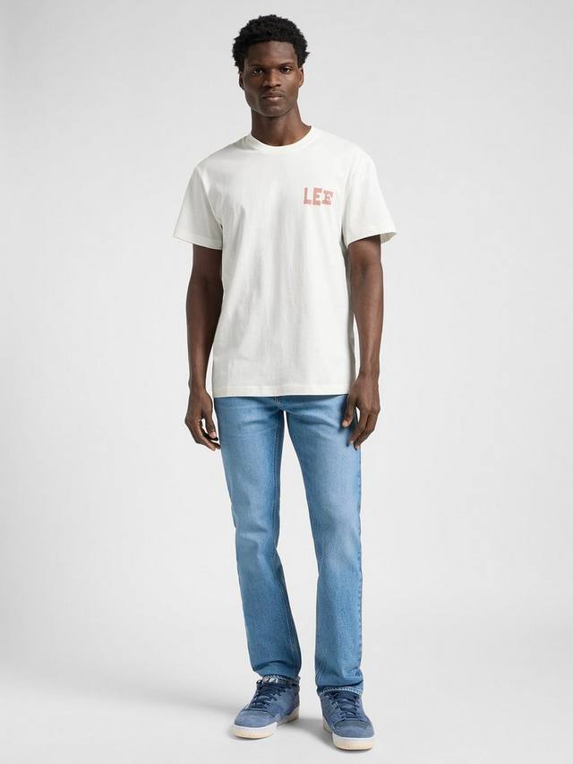 

Хлопчатобумажная футболка с логотипом regular fit с коротким рукавом Lee, экрю