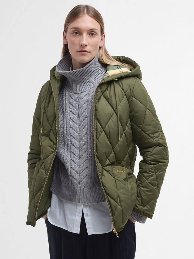 

Стеганая куртка erin puffer Barbour, цвет Olive/Acnt Tartan