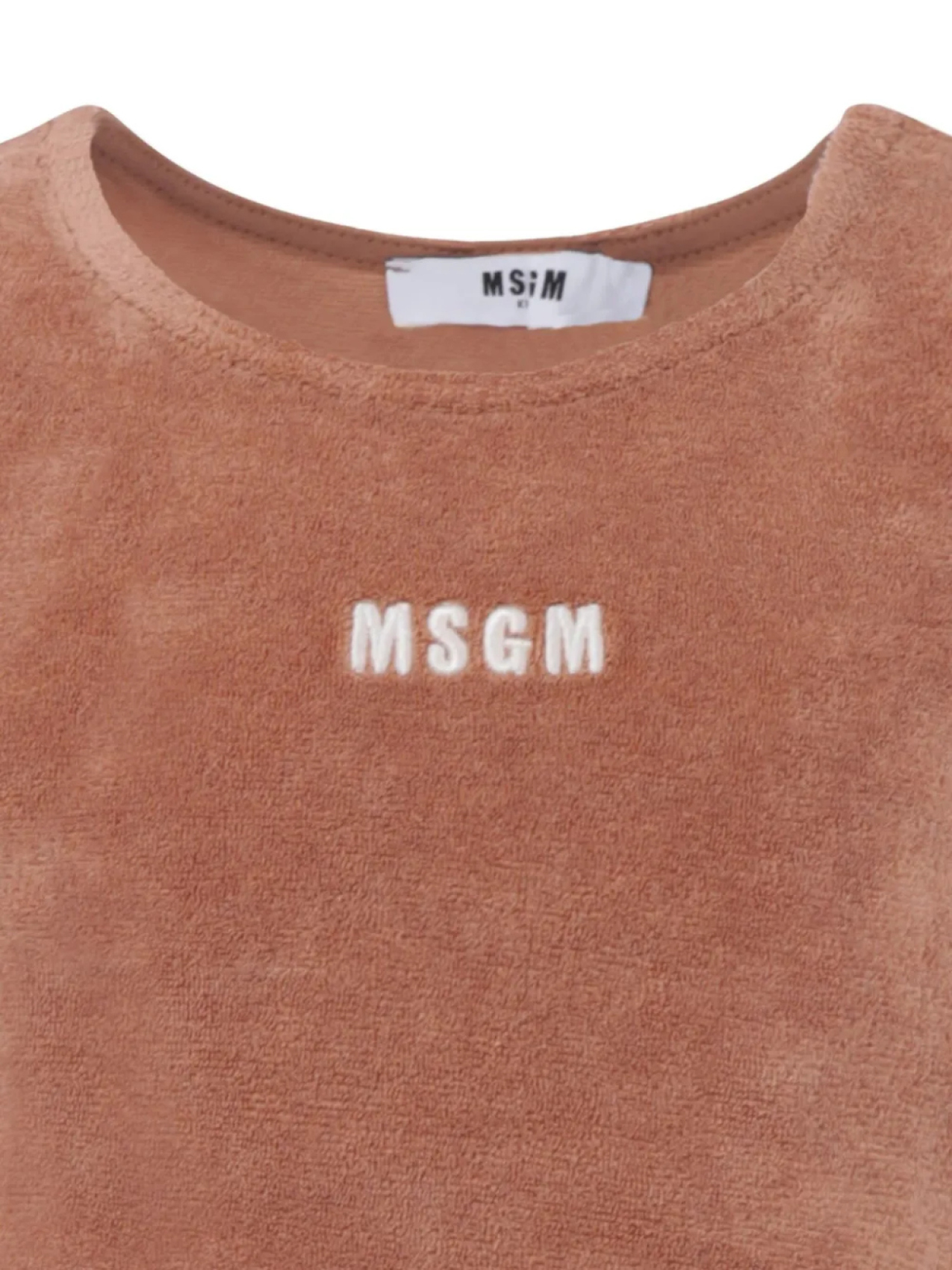 Укороченный топ без рукавов из махровой ткани MSGM Kids, коричневый — фото 3